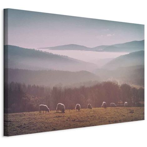 Gemälde – Schafe vor einer Berglandschaft (1-teilig) – Tiere in der Natur