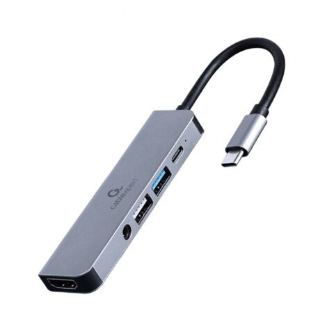 Gembird a-cm-combo5-02 adaptateur multiport usb type c 5 en 1 (hub + hdmi + pd + audio stéréo)