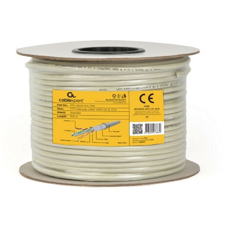 gembird Câble réseau CAT6 F/UTP (premium CCA), solid, 100 m, gris (FPC-6004-SOL/100)