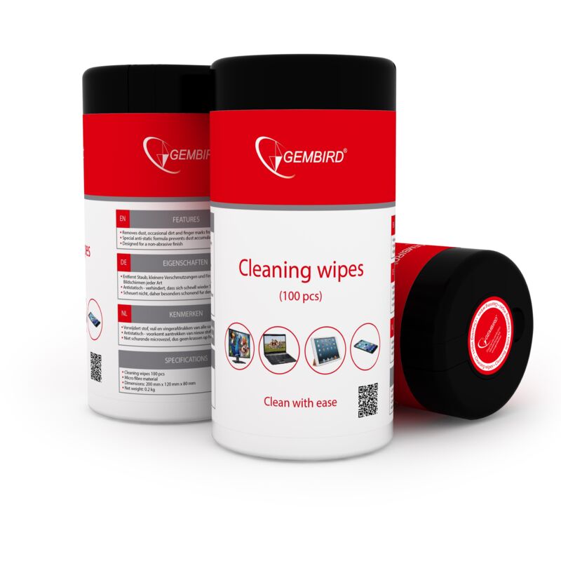 

Gembird CK-WW100-01 LCD/TFT/Plasma Paños secos para limpieza de equipos kit de limpieza para computadora - Kit de limpieza para ordenador (Paños