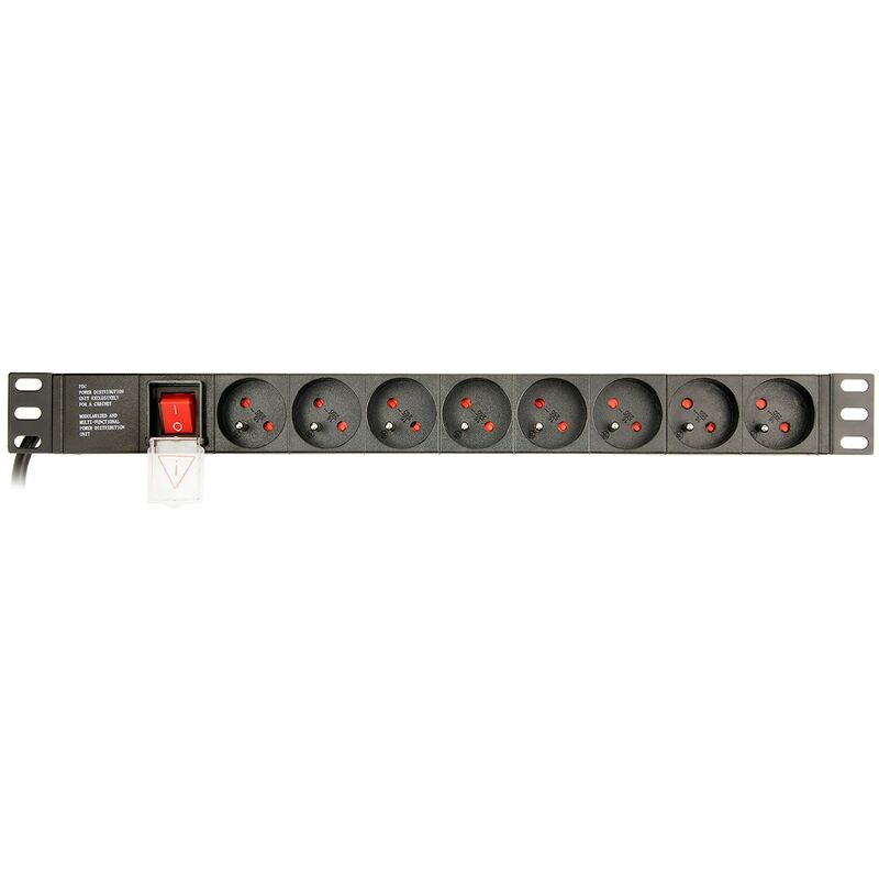EnerGenie EG-PDU-014-F Unité de distribution d'alimentation rack (8 prises fr, 1U, 16A, prise Schuko, 3m, noir