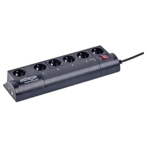 Gembird EG-PMS2 Multipresa con protezione da sovratensioni programmabile 6 scomparti Nero Schuko 1 pz.