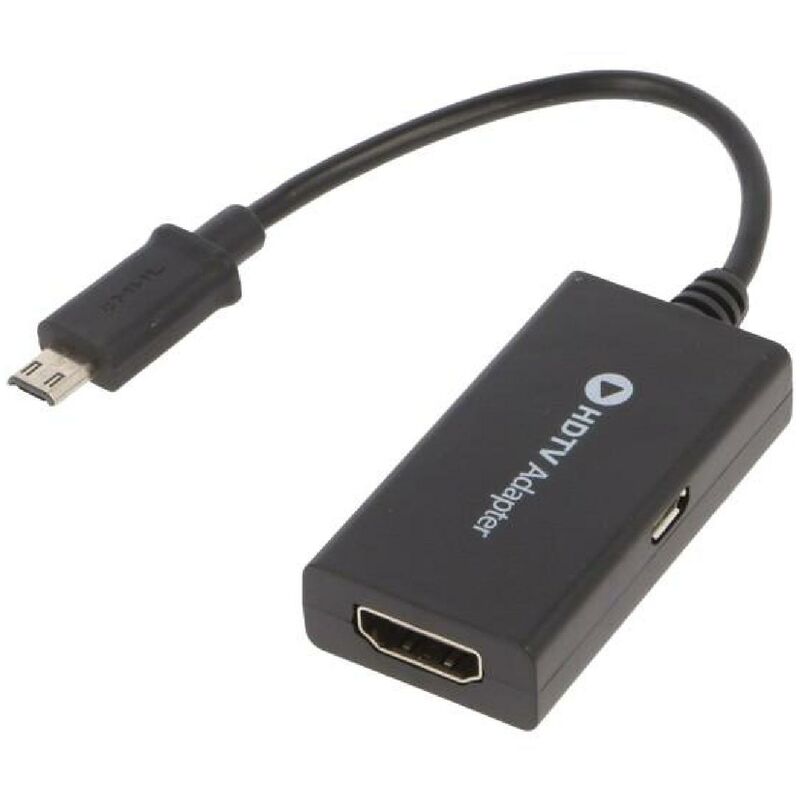 Adaptateur HDMI femelle port USB B micro USB B micro prise male 0.14m - Noir - Noir