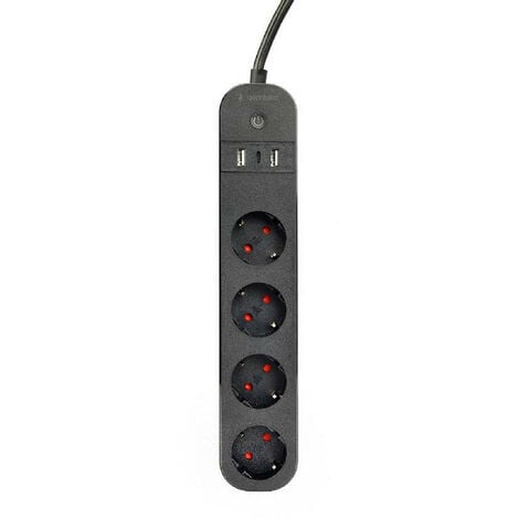 Enchufe de inducción retráctil, USB A, USB C, 3 salidas, 20 A, color negro