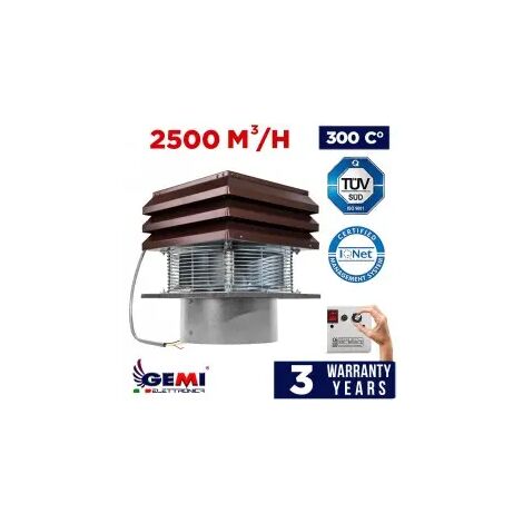Gemi Elettronica  Extracteur de fume lectrique pour conduit rond 25 cm   Aspiration 3800 m/h  Temprature max 700 C  Modle professionnel