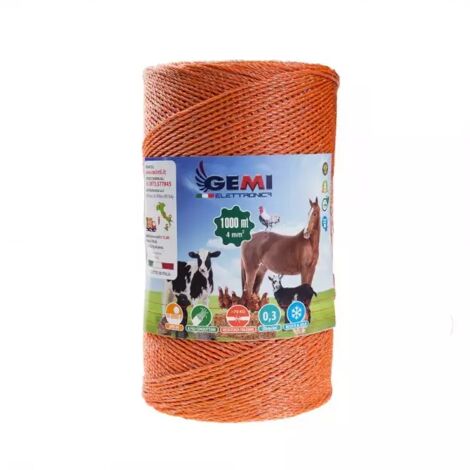 Gemi Elettronica – Fil de clôture électrique 1000 m – Câble 4 mm² en acier inoxydable – Résistance 70 kg – Pour moutons, porcs, bovins et petits animaux