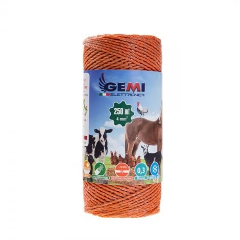 Gemi Elettronica – Fil de clôture électrique 250 m – 4 mm² en acier inoxydable – Résistance 70 kg – Pour moutons, porcs, bovins et petits animaux