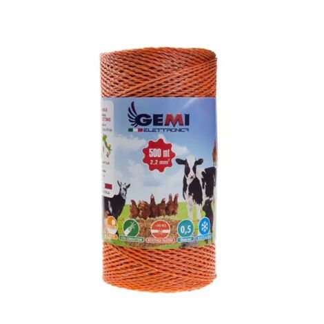 Gemi Elettronica – Fil de clôture électrique 500 m – Diamètre 2,2 mm² – 4 fils galvanisés – Résistance 0,5 ohm/h – Pour clôtures animaux