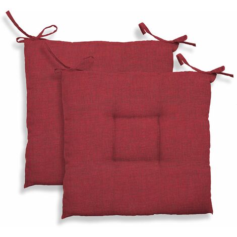GEMITEX Cuscino Sedia Trapuntato Creta, Set Da 2 Pezzi, Decoro 1550 Rosso, 39 x 39 x 5 cm