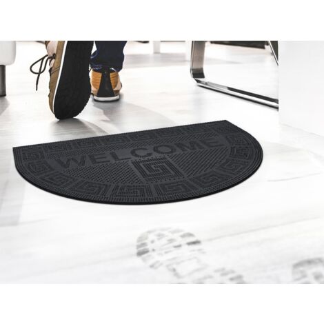 GEMITEX ZERBINO WELCOME MADE IN ITALY, SEMIOVALE 40X60CM, NERO, PULISCE A FONDO, LUNGA DURATA, ECOSOSTENIBILE, LAVABILE FACILMENTE CON UN GETTO D'ACQUA
