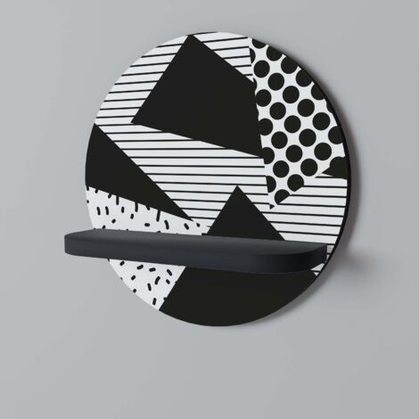 GEMOETRIC MONOCHROME Rundes Regal Schwarz