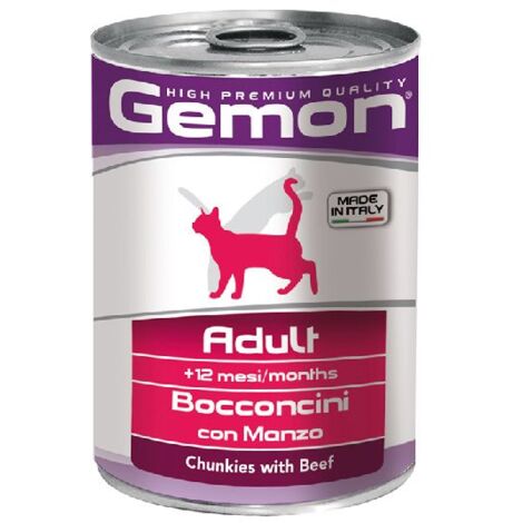 Gemon Gatto Sterilizzato Bocconi in Lattina 415gr Manzo