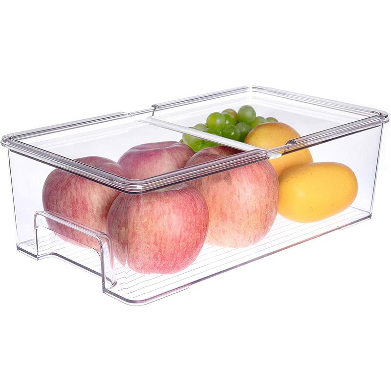 Gemüsekühlschrank Organizer Lebensmittelbehälter mit Deckel Großer stapelbarer Kühlschrank Durchsichtige Organizer Küchenschrank Organizer für