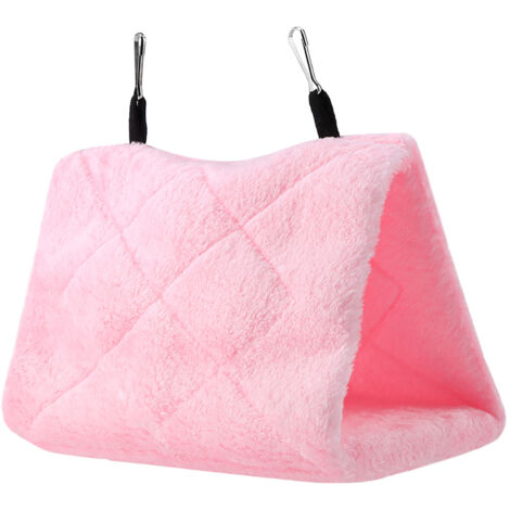 Gemütliche Plüschhängematte für Papageien, warmes Winternest für Vögel, rosa Hängekäfig (Größe M)