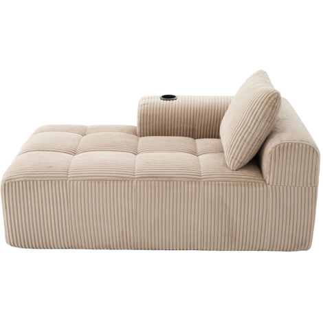 Gemütlicher Cord-Liegesessel, Sofa - Ohne Montage, weiches Sofa mit Rückenkissen, seitliche Aufbewahrungstasche für Fernbedienung und Handy, integrierter Getränkehalter - ordentlich und ästhetisch.
