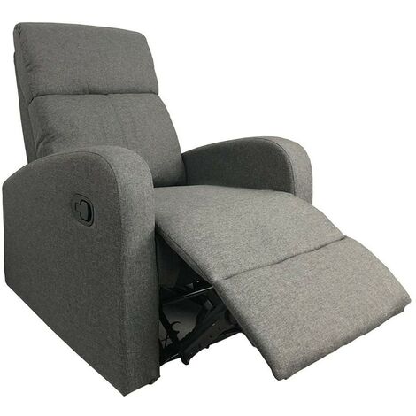 Gemütlicher manueller Relaxsessel in grauem Stoff 77 x 93 x 106 H