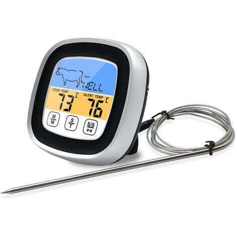Genaues Lebensmittelthermometer mit Timer-Modus, digitales Fleischthermometer, Lebensmittelsondenthermometer mit Alarm
