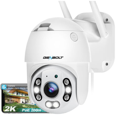 GENBOLT 2.5K Caméra de Surveillance Extérieure WiFi ,4MP 2.4/5Ghz DC&PoE Caméra IP Détection Humaine Vision Couleur Suivi Auto