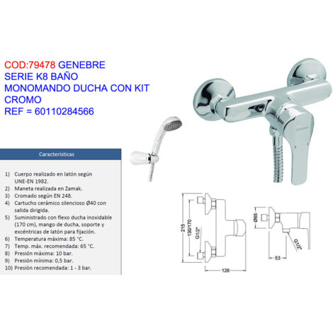 Genebre K8-Serie Einhandbrause mit Chrom-Kit 60110284566