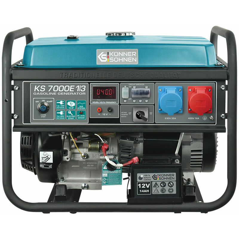 Könner&söhnen - KS7000E-1/3 Generador de energía Generador de energía de gasolina Generador de energía de emergencia 5500W con E-Start