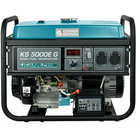 Generador Könner & Söhnen KS 5000E G, 4,50 en kW, (1 pieza), arranque manual/eléctrico, 2x16A, 12 V, regulador automático de tensión (AVR)