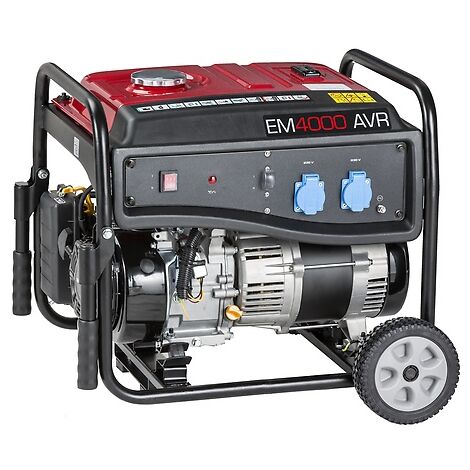 Generador Pramac Powermate EM4000 gasolina, potencia LTP 3500 W, AVR, arranque manual, kit de ruedas incluido