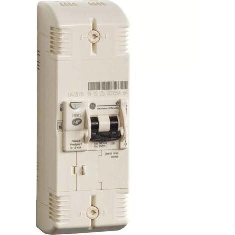 General Electric – Disjoncteur bipolaire 585438 15-45A – Courant de défaut 500mA – Bornes pivotantes pour câblage simplifié – 2P