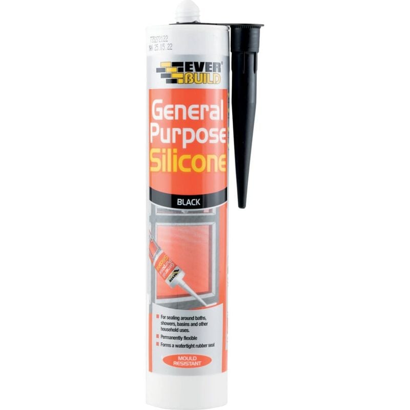 Gpsbk General Purpose Silicon Sealant Black (C3) 310ml - Black - Everbuild