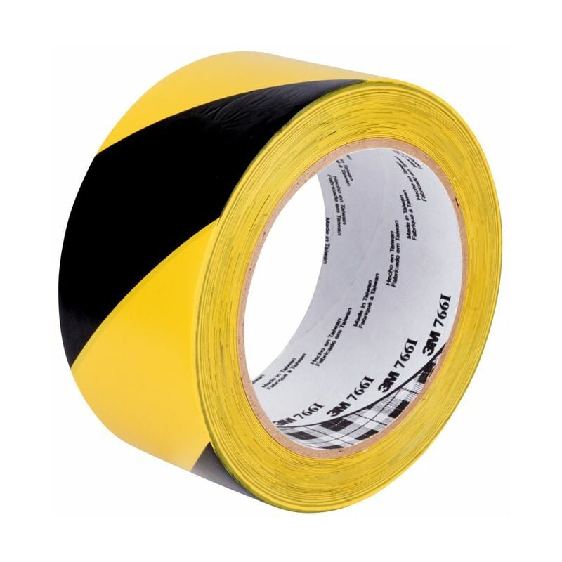 766I 50MMX3 Black/Yellow Hazard Warning Tape - 3M