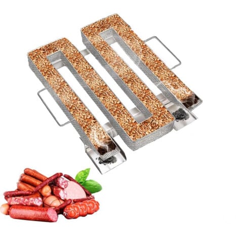 HOUHENCE Générateur de fumée froide 5 à 20 heures de fumée, générateur de fumoir à granulés pour fumer à chaud et à froid avec brosse et crochet, fumoir à froid en acier inoxydable 304 pour saumon fumé, viande