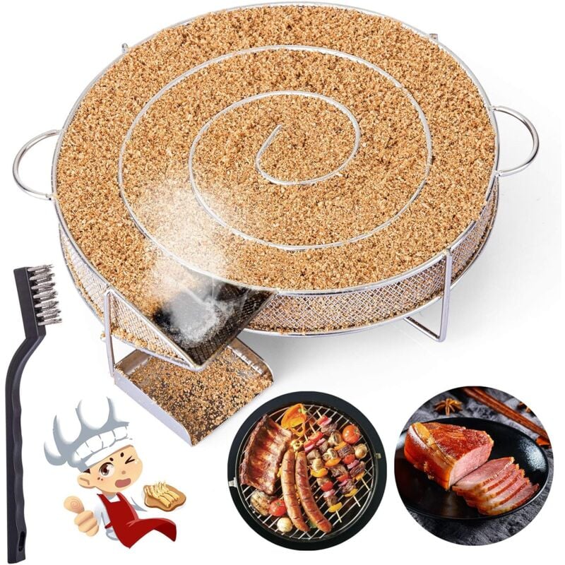 Générateur de Fumée Froide pour Fumoir Fumage Viande Poisson avec Brosse Nettoyage Grille Barbecue