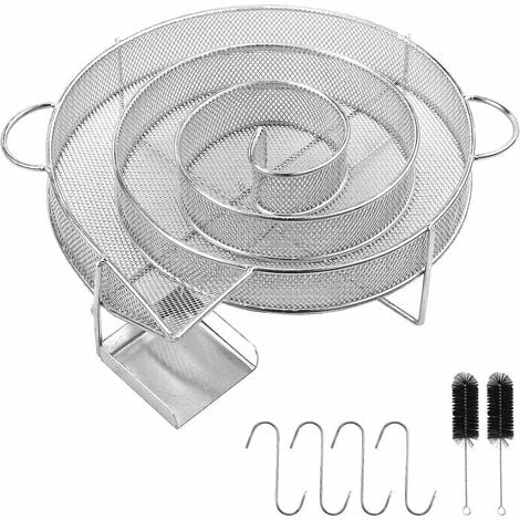 FDC Générateur de Fumée Froide pour Fumoir,Fumoir à Froid en Acier Inoxydable de Forme Ronde Boîte De Fumoir De Granule Fumage Viande Poisson avec Brosse Nettoyage Grille Barbecue