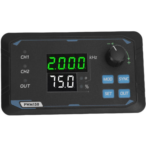 Générateur de signal PWM à 2 canaux 1 Hz-150 kHz 0-360 degrés, phase réglable, onde d'impulsion carrée, cycle de service, compteur de fréquence avec fonction de stockage