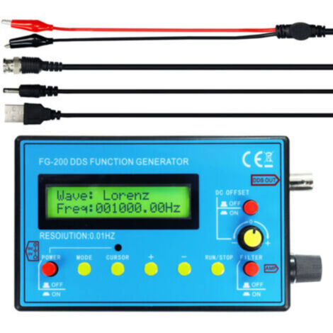 Générateur de signaux DDS FG-200 – Module multifonction 0,01 Hz à 500 kHz, onde sinusoïdale, carrée et en dents de scie