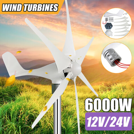 DRILLPRO Générateur d'éolienne DC 12V 6 lames 6000W (Controleur NON INCLUS) ZebraA