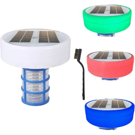 Générateur d'ions solaire pour piscine- équipé de papier test et d'une brosse- est un choix idéal pour réduire les niveaux de chlore et purifier l'eau - Stérilisateur à ions de cuivre solaire pour pis