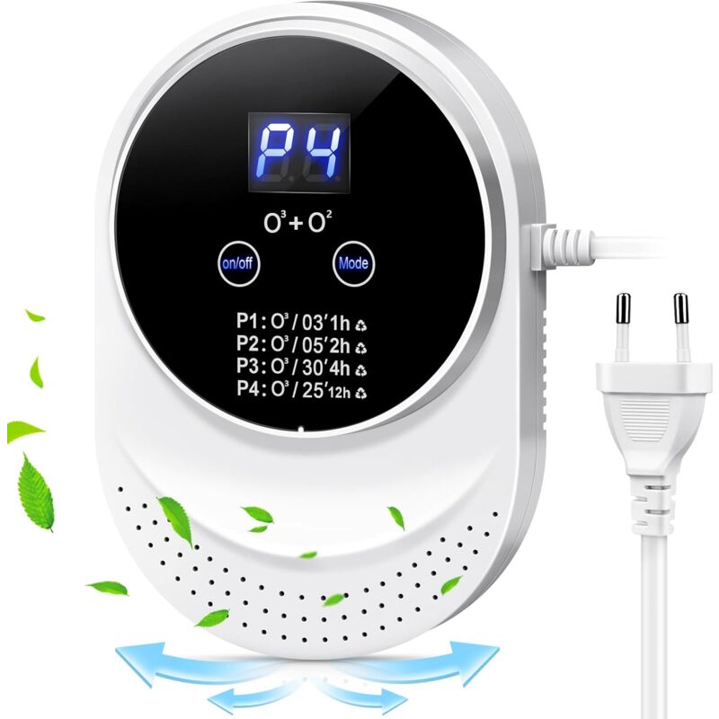 Générateur d'ozone Purificateur d'air, Générateur d'ion Négatif, Stérilisateur d'odeurs, Ioniseur d'air pour Chambre, Salle de Bain, Cuisine, Animaux