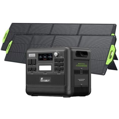 Generateur Electrique Portable FOSSiBOT F2400,2048Wh LiFePO4 2400W Station Centrale Électrique+Panneau Solaire, Outdoor Camping RV