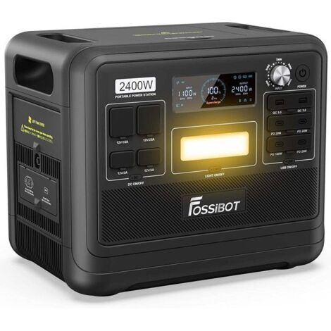 Générateur électrique portable LiFePO4 2048Wh 2400W – Onduleur onde sinusoïdale pure – Recharge AC et solaire – 13 sorties multi-fonction