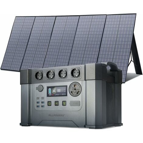 Générateur solaire Centrale électrique portable1500 Wh 2400W (pic 4000W) Prise avec panneau solaire pliable 400W pour camping, jardin, camping-car, voyage, balcon d'urgence ALLPOWERS S2000 Pro