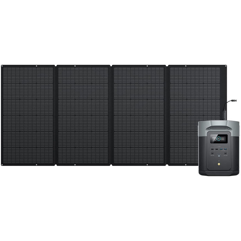 Ecoflow - Générateur solaire delta 2 Max 2048 Wh avec Portable panneau solaire 400W Batterie lfp de secours, Sortie ca 3 100 w Charge rapide 0%-80%