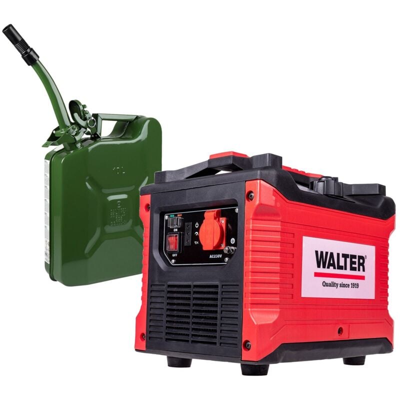 Walter Werkzeuge - Générateur Walter Inverter 1000 w, y compris bidon d'essence de 10 l avec entonnoir