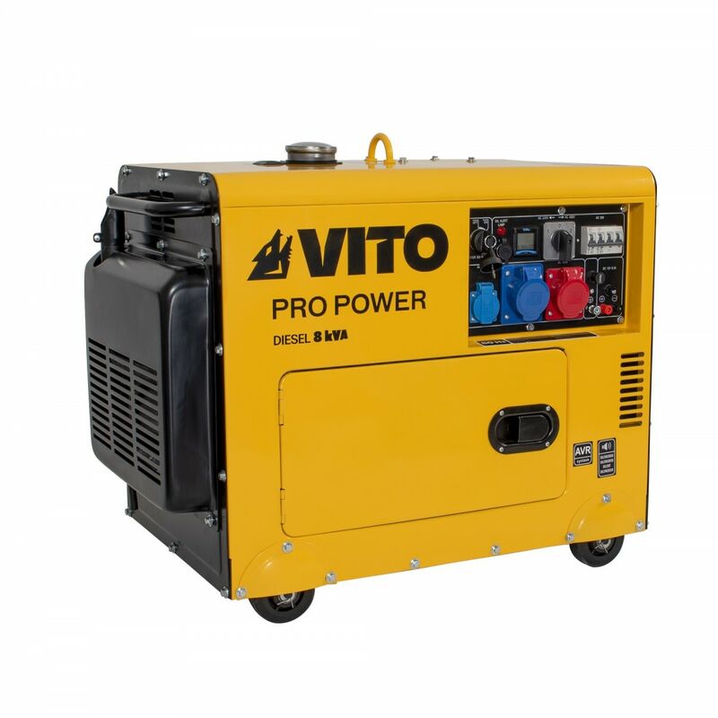 Image of Vito - Generatore 8 kva Diesel Mono/Trifase 4T 12CV 498 cm³ 6500W Avviamento elettrico Silenziatore Autonomia 8h