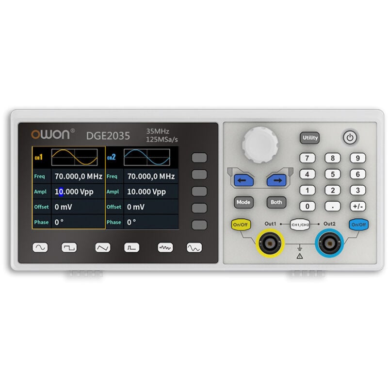 Image of Generatore di funzioni DGE2035, 2 canali 35 MHz, generatore di forme d'onda arbitrarie, frequenza di campionamento 125 MSa/s, 14 bit