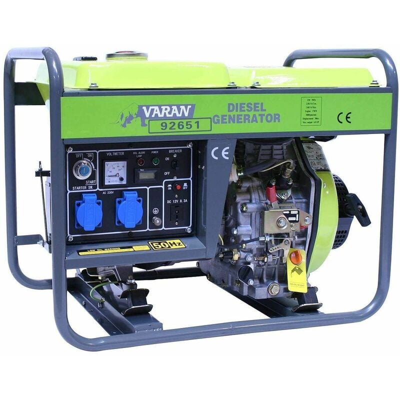 Image of 92651 Generatore elettrico Diesel 3300W, 2x 230V, 1x 12V - Grigio - Varan Motors