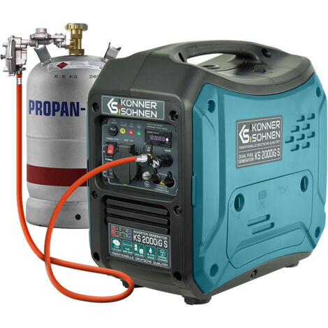 Generatore Inverter Dual Fuel Könner & Söhnen KS 2000iG S (Gas/Benzina), 2,0 kW, Silenzioso, Onda Sinusoidale Pura, Tecnologia ECO, Ideale per Campeggio e Dispositivi Sensibili, USB Integrato