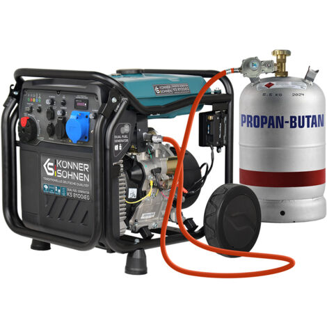 Generatore Inverter Dual Fuel Könner & Söhnen KS 8100iEG (Gas/Benzina), 8,1 kW, Avviamento Elettrico, Onda Sinusoidale Pura, Ideale per Casa, Professionisti e Dispositivi Sensibili, USB Integrata