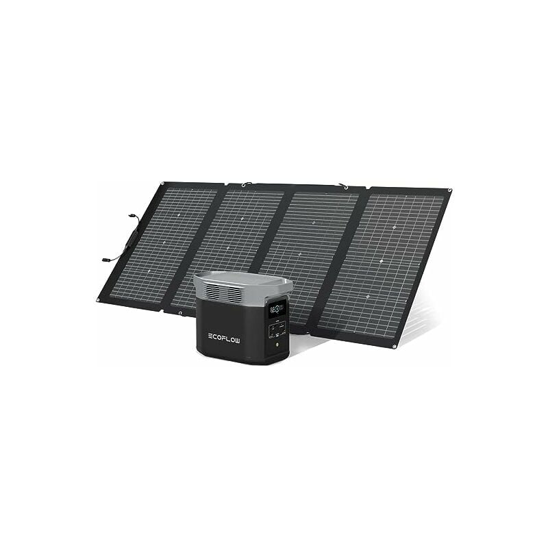 Image of Generatore solare EcoFlow DELTA2 e 220W pannello solare, capacità espandibile da 1 a 3 kWh, batteria LFP, centrale elettrica portatile per