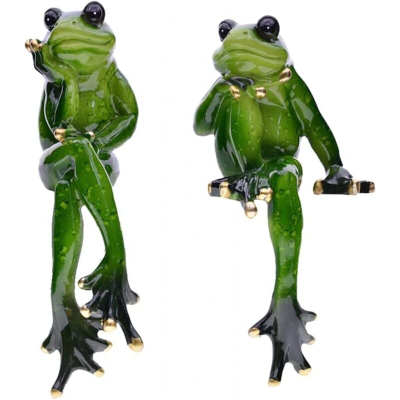 Generic 1 Paire Grenouille Figurine Statue Assis Amants De Grenouille De Jardin en Résine Figurines Intempéries Étang Décoration Automne Décoration