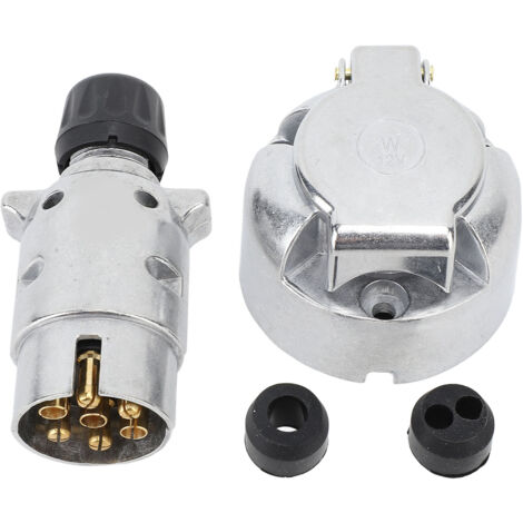 Generic Bouche de Remorque à 7 Voies, Connecteur de Remorque à 7 Broches Bouche de à Broches DC12V ABS ALLIAGE ALLIAL POUR LES Navires de Camping-car.
